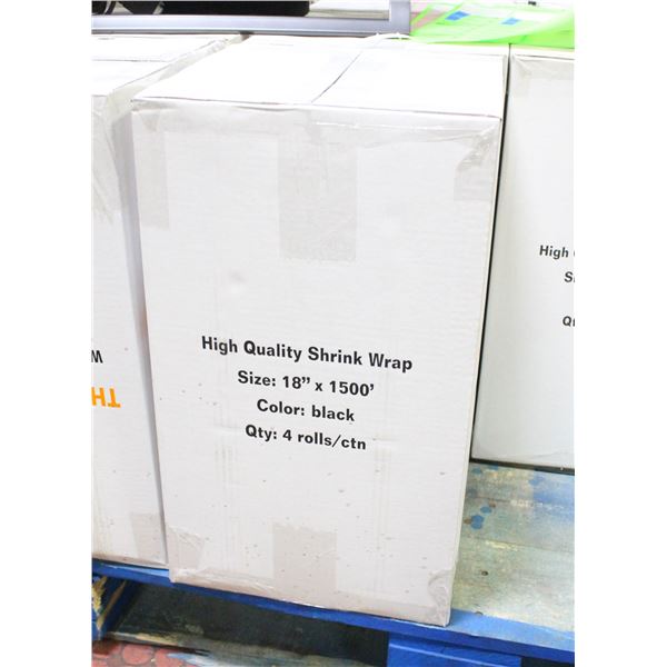 CASE WITH 4 BLACK ROLLS OF SHRINK WRAP