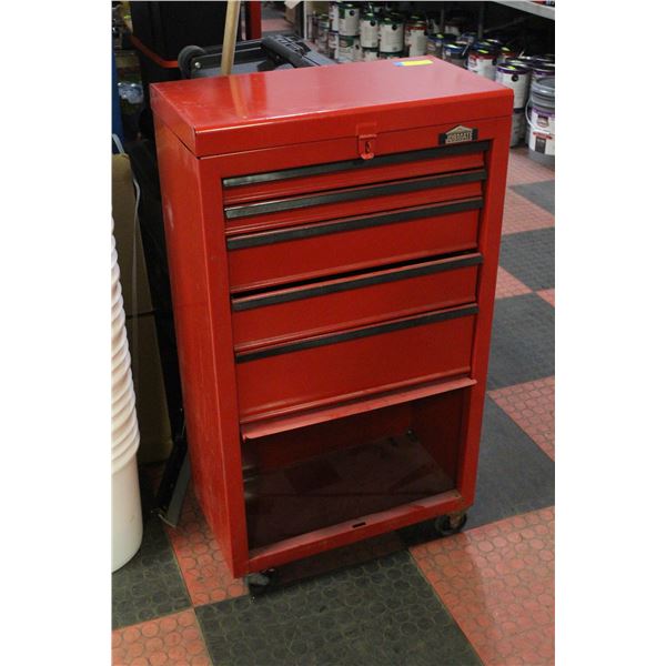 ROLLING RED METAL TOOL CHEST
