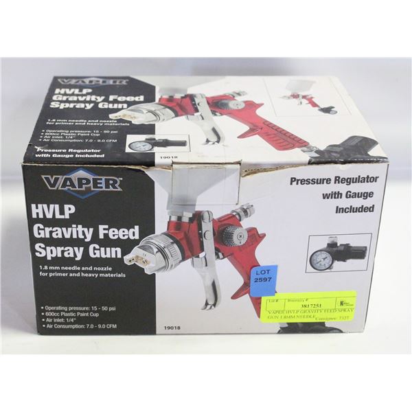 VAPER HVLP GRAVITY FEED SPRAY GUN 1.8MM NEEDLE