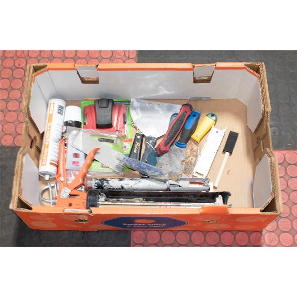 FLAT OF GROUT PAINT AND OTHER TOOLS+SUPPLIES