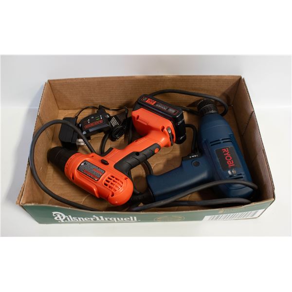 FLAT W/RYOBI DRILL + BLACK&DECKER DRILL