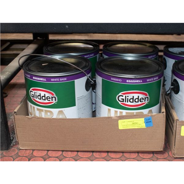 LOT OF 4 GLIDDEN ULTRA EGGSHELL LATEX PAINT WHITE