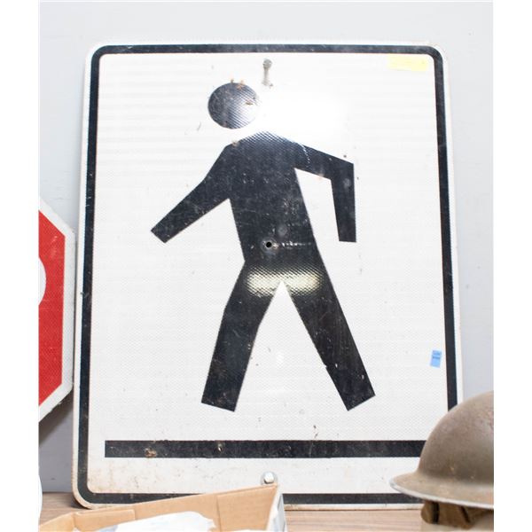 METAL PEDESTRIAN CROSSING SIGN LARGE