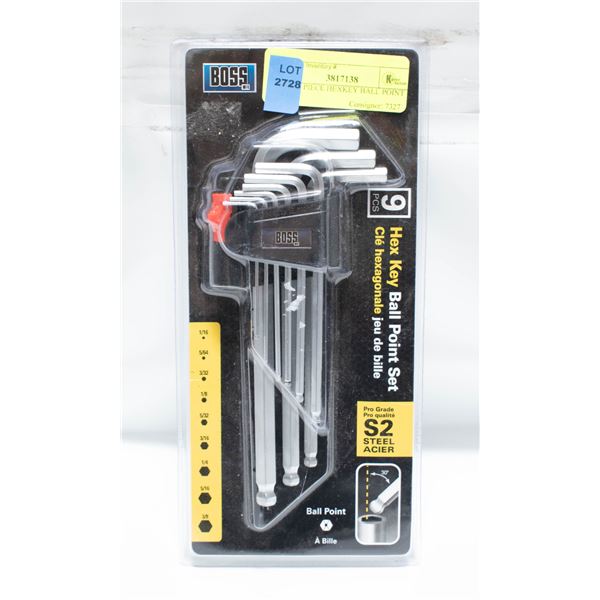 BOSS 9 PIECE HEXKEY BALL POINT SET