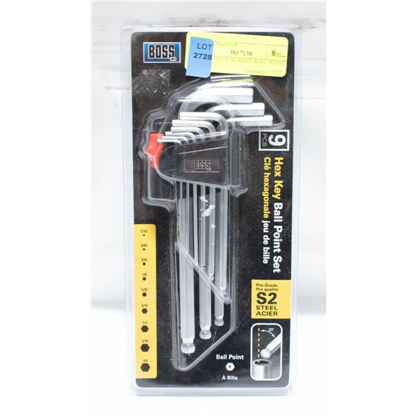 BOSS 9 PIECE HEXKEY BALL POINT SET