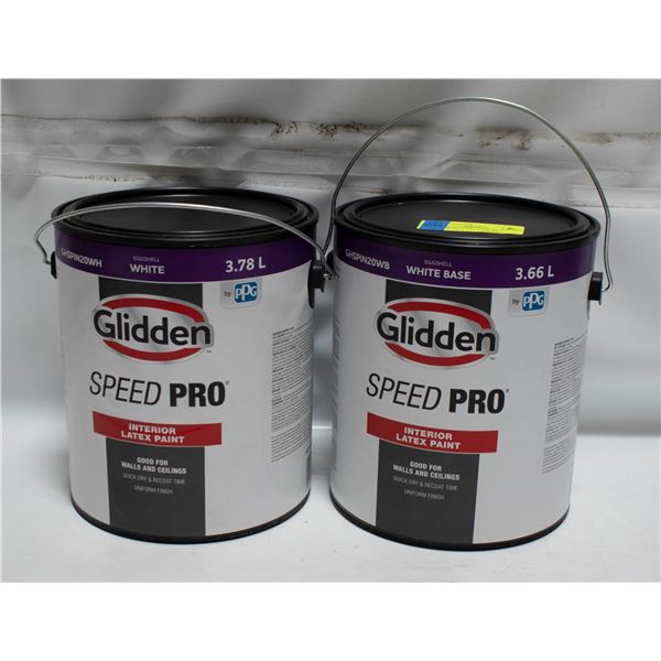 2 GLIDDEN 925ML SEMI GLOSS WHITE BASE LATEX PAINT