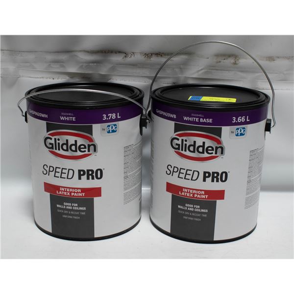2 GLIDDEN 925ML SEMI GLOSS WHITE BASE LATEX PAINT