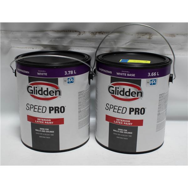 2 GLIDDEN EGGSHELL WHITE BASE INTERIOR LATEX PAINT
