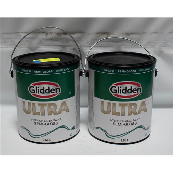 2 GLIDDEN EGGSHELL WHITE BASE INTERIOR LATEX PAINT