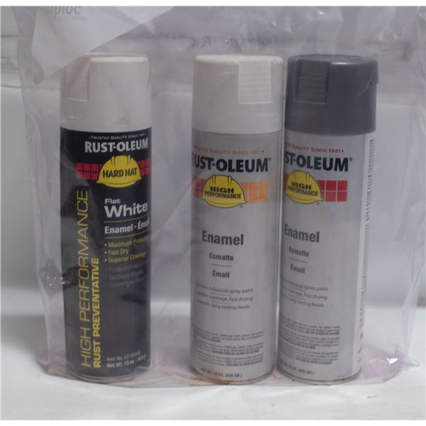 3 PACK RUST-OLEUM LARGE 15OZ SPRAY PAINT