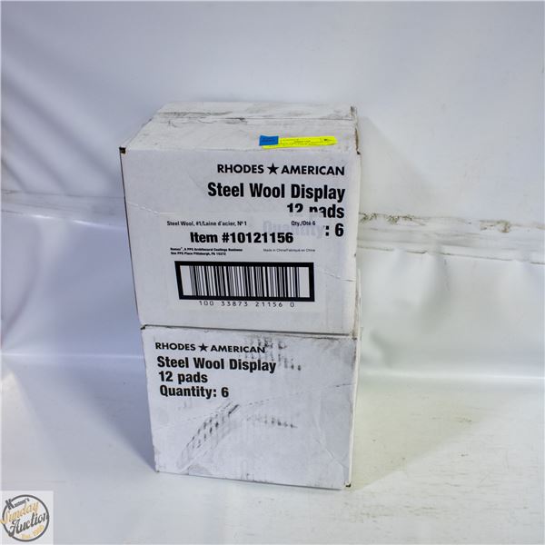 2 RHODES AMERICAN BOXES OF STEEL WOOL 12 PER BOX