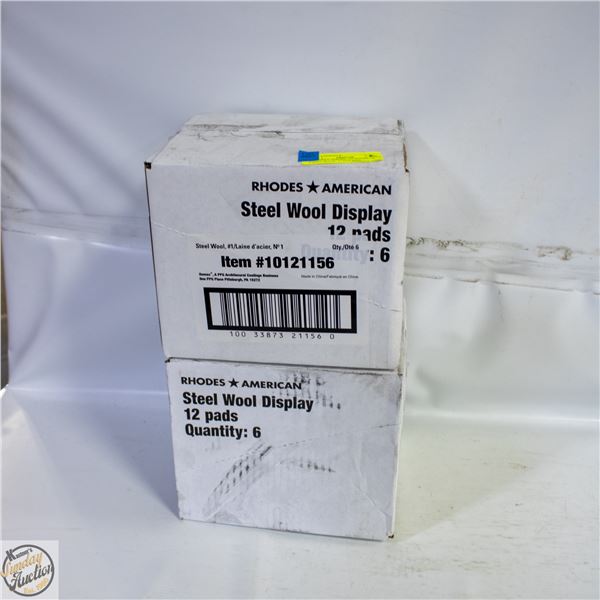 2 RHODES AMERICAN BOXES OF STEEL WOOL 12 PER BOX