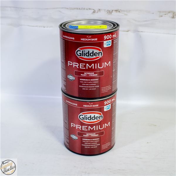 LOT OF 2 GLIDDEN 900 ML FLAT MEDIUM BASE INTERIOR