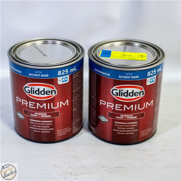 LOT OF 2 GLIDDEN 925ML SATIN ACCENT INTERIOR PAINT