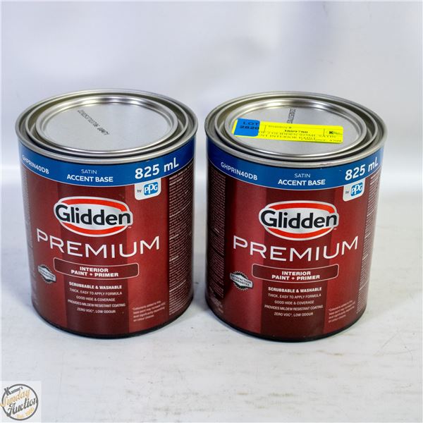 LOT OF 2 GLIDDEN 925ML SATIN ACCENT INTERIOR PAINT