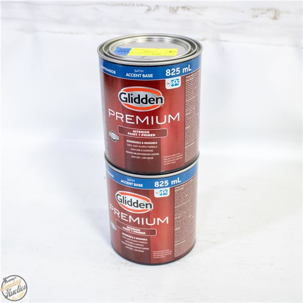 LOT OF 2 GLIDDEN 825 ML SATIN ACCENT BASE INTERIOR