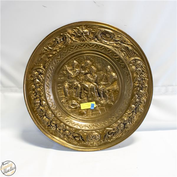 1960’S 22.5” HAMMERED BRASS PLATE ENGLAND