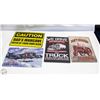 Image 1 : LOT OF FOUR ASSORTED 8" X 12" METAL SIGNS