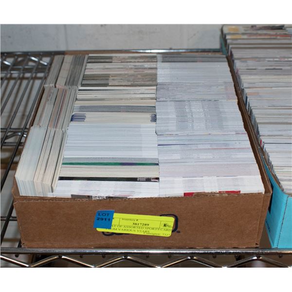 FLAT OF ASSORTED SPORTS CARDS FROM VARIOUS YEARS