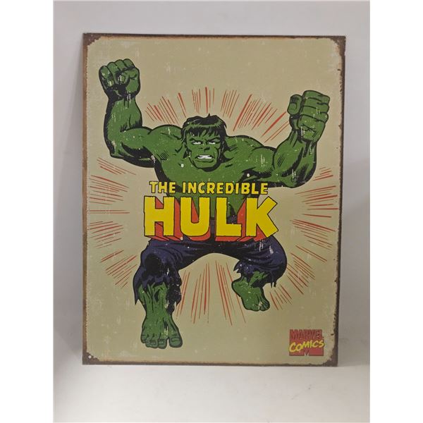 INCREDIBLE HULK METAL SIGN 12" X 16"