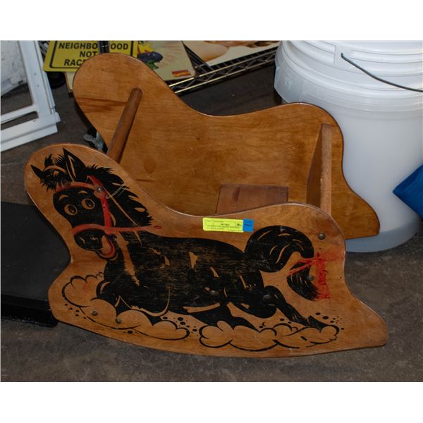 ANTIQUE CHILDRENS WOODEN ROCKING HORSE