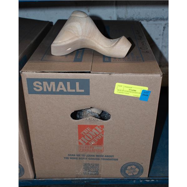 BOX OF 16 WOOD QUEEN ANNE CABINET LEGS
