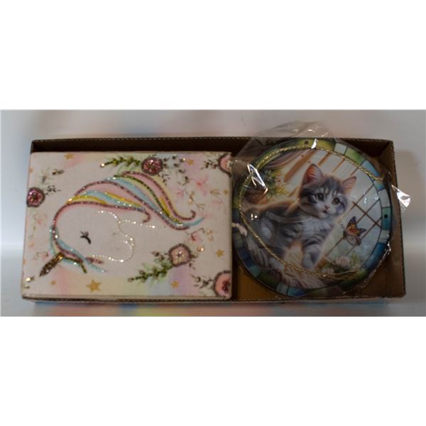 UNICORN DECO BOX W BEADS & SEQUIN,