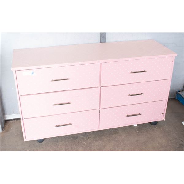 6 DRAWER DRESSER FLORAL PINK WITH