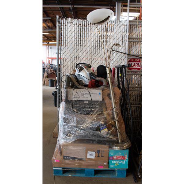 PALLET OF UNCLAIMED ITEMS WITH HEAD/FOOT BOARD