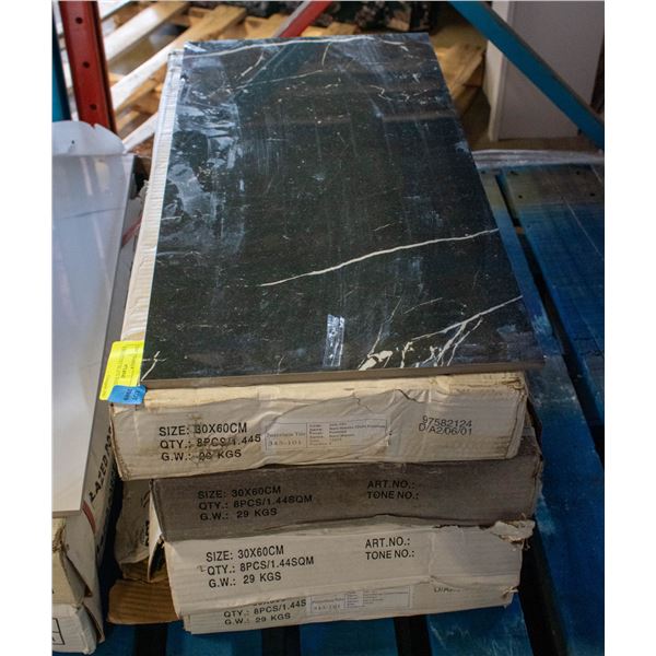 4 BOXES 1'X2' BLACK MARBLE TILE