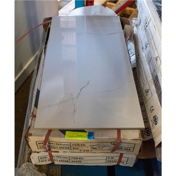 2 BOXES 1'X2FT FLOOR TILE WHITE MARBLE