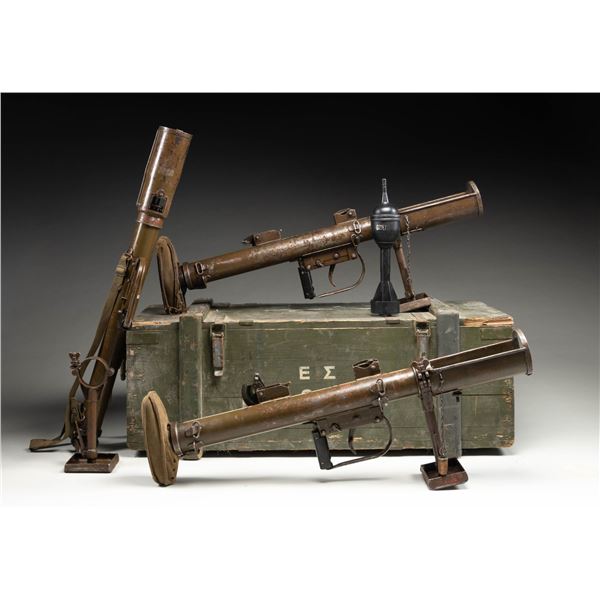 CRATE OF 3 PIAT LAUNCHERS.