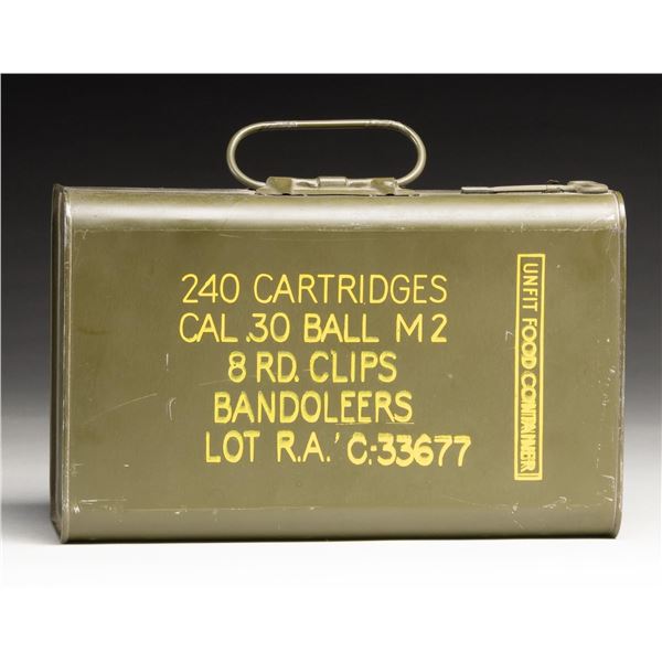 SEALED 240 RD. "SPAM CAN" 30 M2 GARAND CLIP AMMO.