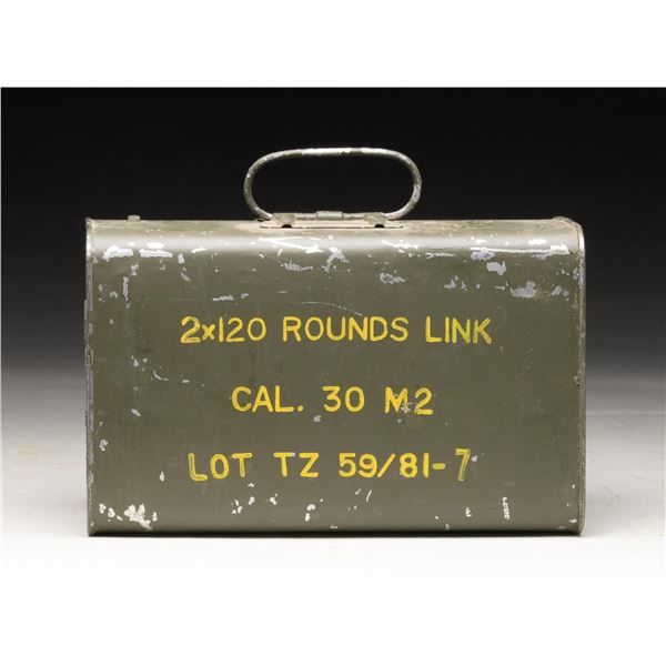 SEALED 240 RD. "SPAM CAN" OF LINKED 30 M2 AMMO.