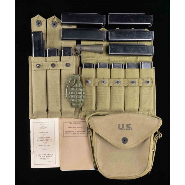 LOT OF THOMPSON SMG MAGS & OTHER ACCESSORIES.