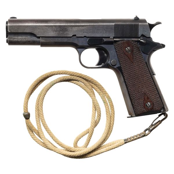 1918 COLT U.S. M1911 SEMI AUTO PISTOL WITH LANYARD