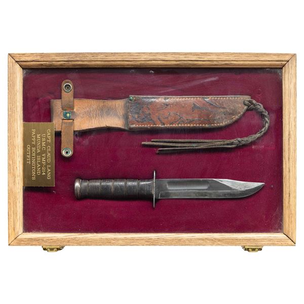 ID'D USMC KA-BAR TO CLAUDE LANG VMF214 "BLACK