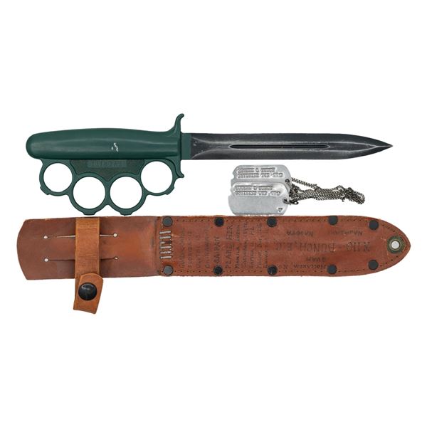 USMC ID'D EVERITT KNUCKLE FIGHTING KNIFE.