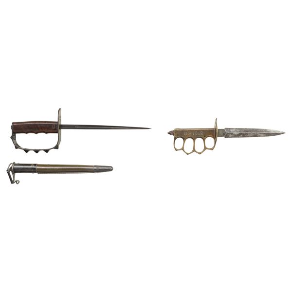 LOT OF TWO WW1 US TRENCH KNIVES.