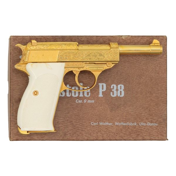 MAGNIFICENT WALTHER P.38 GOLD ENGRAVED, BOXED WITH