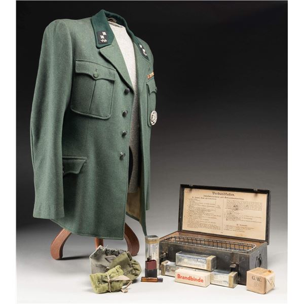WWII GERMAN VOLKSSTURM TUNIC & MEDICAL KIT.