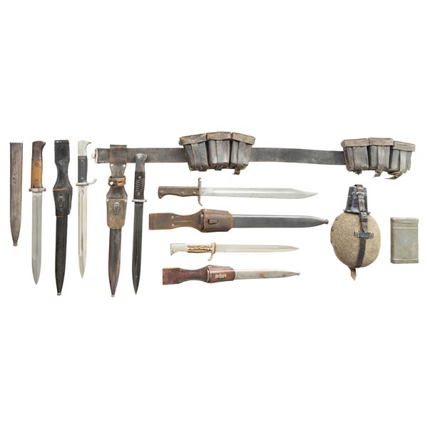 WWII GERMAN BAYONETS, CANTEEN, BELT AND MORE.