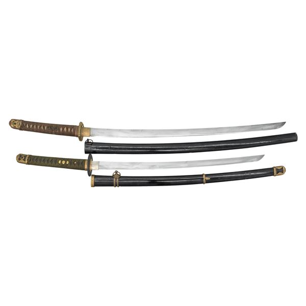 JAPANESE SHIN-GUNTO KATANA & A WAKIZASHI.