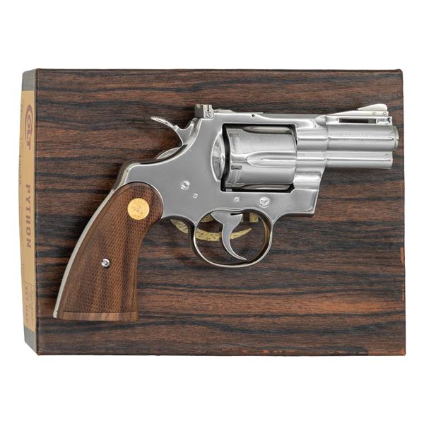 2 1/2" NICKEL COLT PYTHON DOUBLE ACTION REVOLVER.