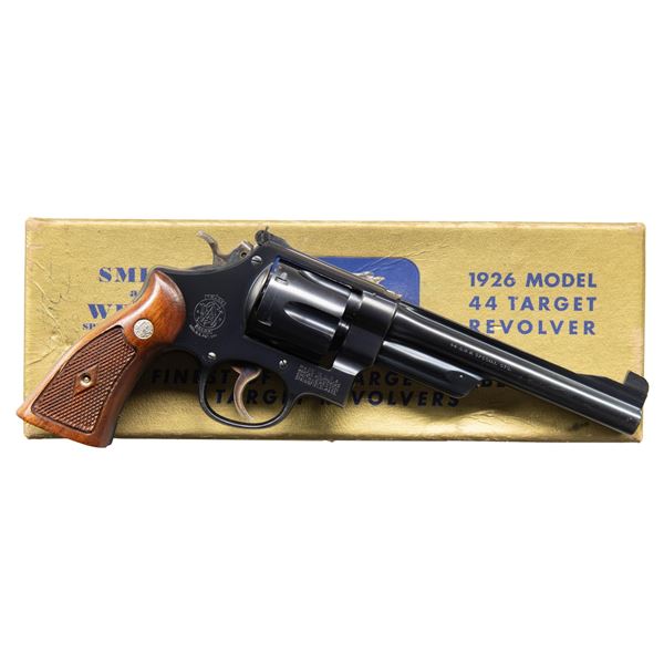 SMITH & WESSON 44 HE 4TH MODEL TARGET DA REVOLVER.