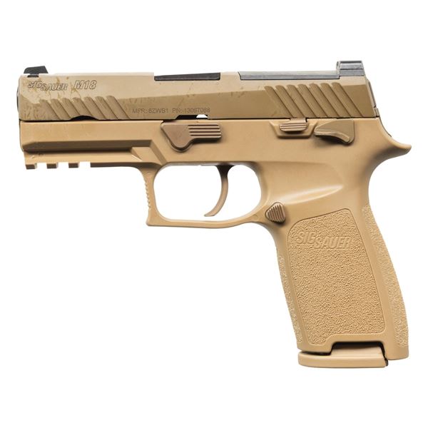 COMMEMORATIVE SIG M18 SEMI AUTO PISTOL.