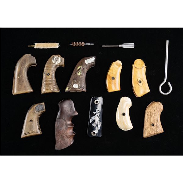 GROUP OF 10 VINTAGE COLT & S&W REVOLVER GRIPS.
