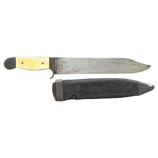 UNIQUE AMERICAN SILVER MOUNTED BOWIE & SHEATH.