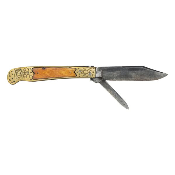 RARE EARLY CYPHERED BOLSTER FOLDING BOWIE KNIFE.