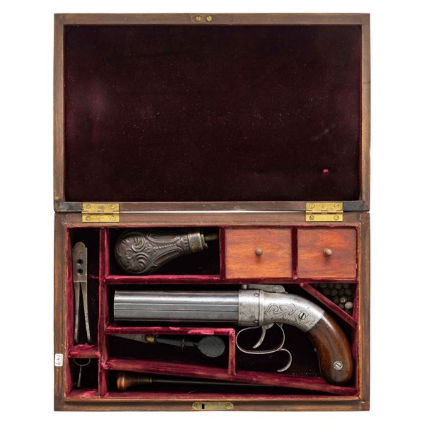 CASED ALLEN & THURBER DRAGOON PEPPERBOX REVOLVER.
